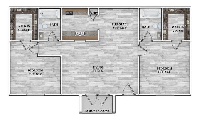 2x2 882 SF 1209 floor plan